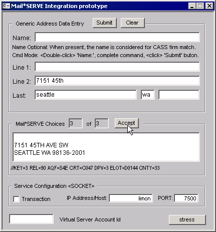 api displaying options